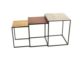 Outlet Beistelltisch Loft Square Vintage (3/Set) 41X41Cm Tische