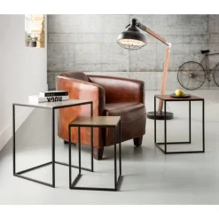 Outlet Beistelltisch Loft Square Vintage (3/Set) 41X41Cm Tische