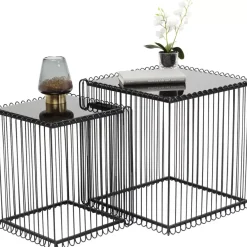 Clearance Beistelltisch Wire Square Schwarz (2/Set) 45X45Cm Tische