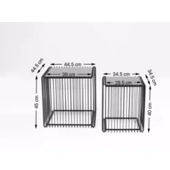 Clearance Beistelltisch Wire Square Schwarz (2/Set) 45X45Cm Tische