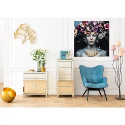 Online Bild Glas Flower Art Lady 120X120Cm Bilder