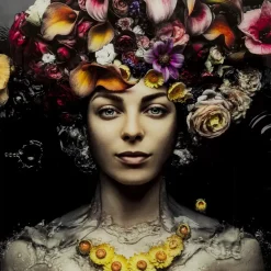 Best Bild Glas Flower Art Lady 80X80Cm Bilder