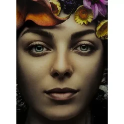 Best Bild Glas Flower Art Lady 80X80Cm Bilder