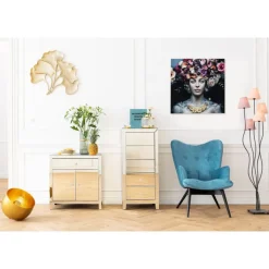 Best Bild Glas Flower Art Lady 80X80Cm Bilder
