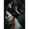 Discount Bild Glas Lady Red Earring 80X120 Bilder