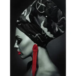 Discount Bild Glas Lady Red Earring 80X120 Bilder