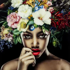 Sale Bild Glas Pretty Flower Woman 120X120 Bilder