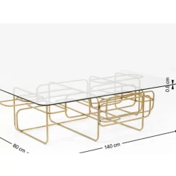 Outlet Couchtisch Meander Gold 140X80Cm Tische