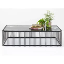 Hot Couchtisch Wire Glas Marble Schwarz 145X70Cm Tische