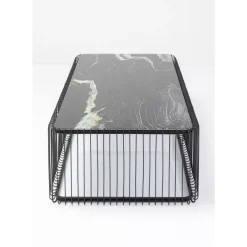 Hot Couchtisch Wire Glas Marble Schwarz 145X70Cm Tische