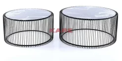 Couchtisch Wire Glas Marble Schwarz (2/Set) Tische
