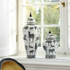 Discount Deckelvase Zebra Gr 23X60 Vasen