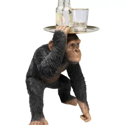 Deko Figur Butler Playing Chimp Schwarz 52Cm Deko & Geschenkartikel