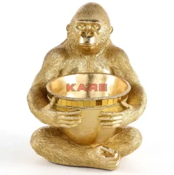 Outlet Deko Figur Gorilla Holding Bowl Gold Deko & Geschenkartikel