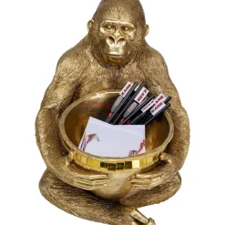 Outlet Deko Figur Gorilla Holding Bowl Gold Deko & Geschenkartikel