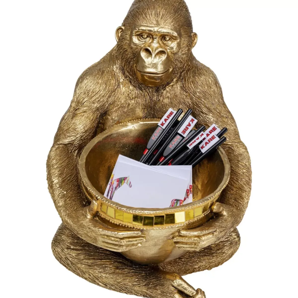 Outlet Deko Figur Gorilla Holding Bowl Gold Deko & Geschenkartikel