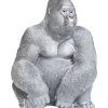 Hot Deko Figur Monkey Gorilla Side Xl Silber Matt Deko & Geschenkartikel