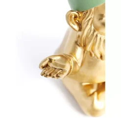 Best Deko Figur Zwerg Meditation Gold Grun 19Cm Deko & Geschenkartikel