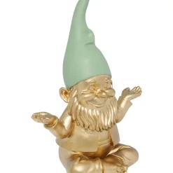 Best Deko Figur Zwerg Meditation Gold Grun 19Cm Deko & Geschenkartikel