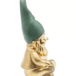 Online Deko Figur Zwerg Sitting Gold Grun 19Cm Deko & Geschenkartikel