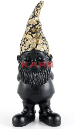 Deko Figur Zwerg Standing Schwarz Gold 30Cm Deko & Geschenkartikel