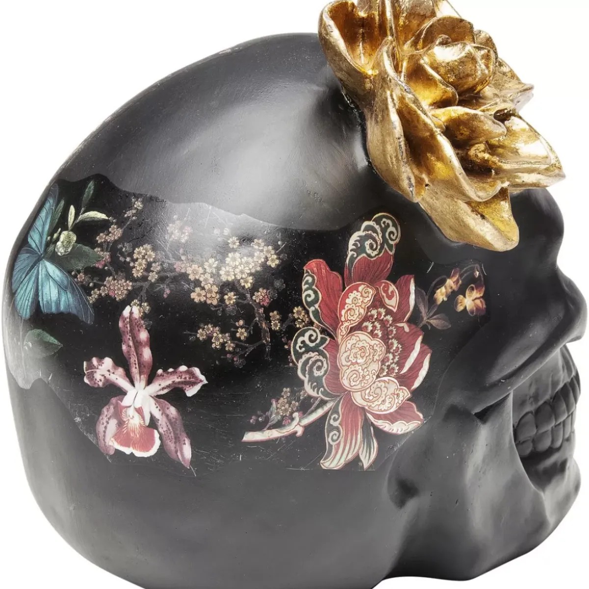 Sale Deko Objekt Flower Skull 22Cm Deko & Geschenkartikel