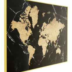 New Gerahmtes Bild World Map 150X100Cm Bilder