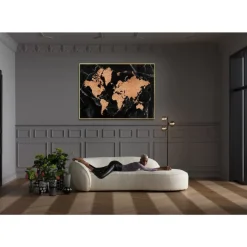 New Gerahmtes Bild World Map 150X100Cm Bilder