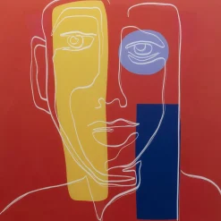Clearance Glasbild Art Face Rot 100X100Cm Bilder
