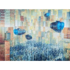 New Glasbild 3D Future City 150X100Cm Bilder