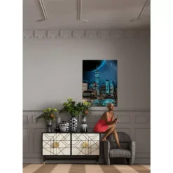 Clearance Glasbild Night Skyline 90X120Cm Bilder