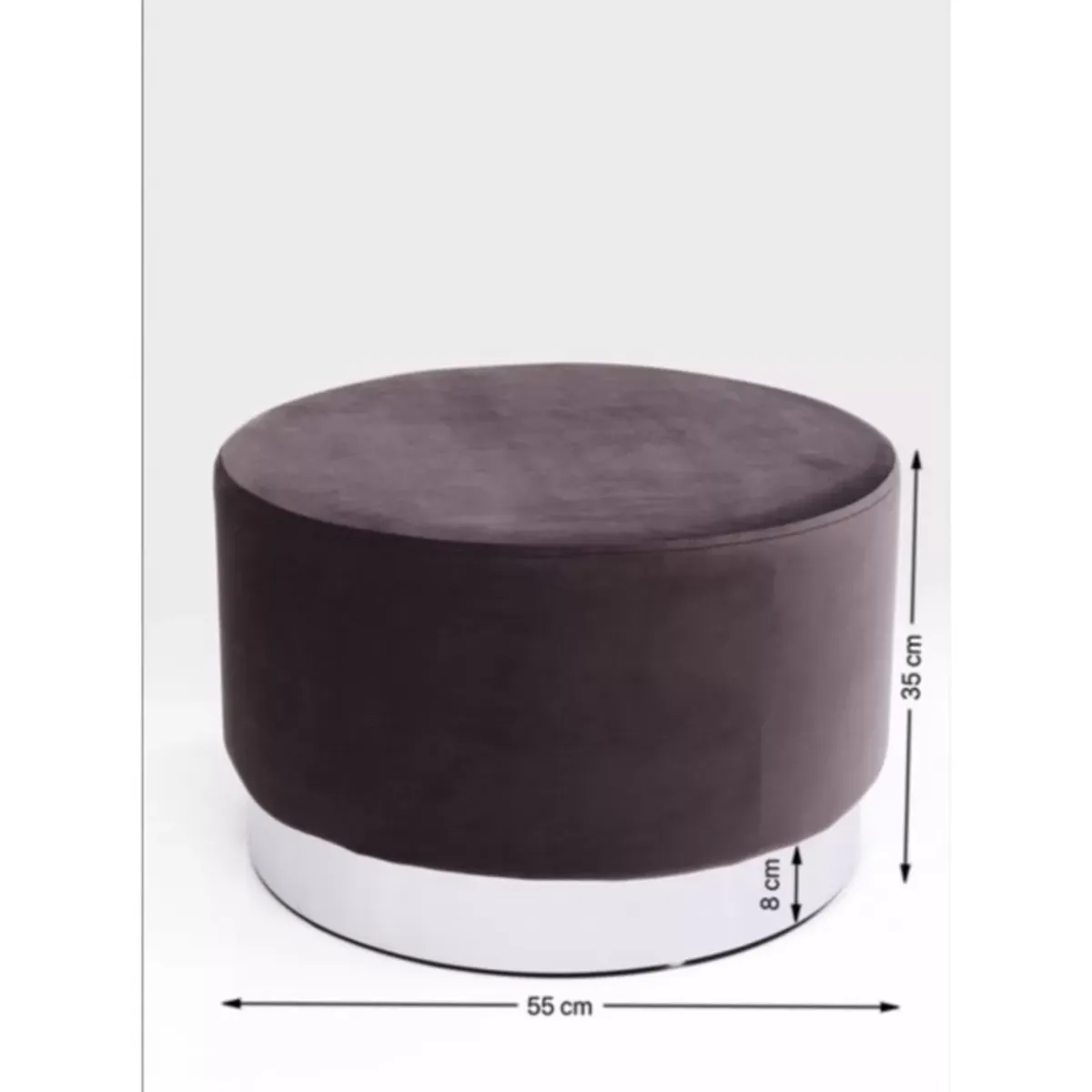 Outlet Hocker Cherry Dunkelgrau Silver O55Cm Sitzbänke
