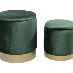 Discount Hocker Cherry Storage Dunkelgrun Brass (2/Set) Sitzbänke