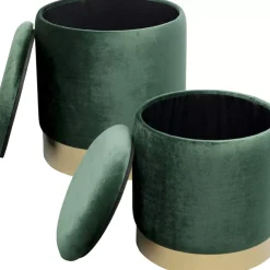 Discount Hocker Cherry Storage Dunkelgrun Brass (2/Set) Sitzbänke