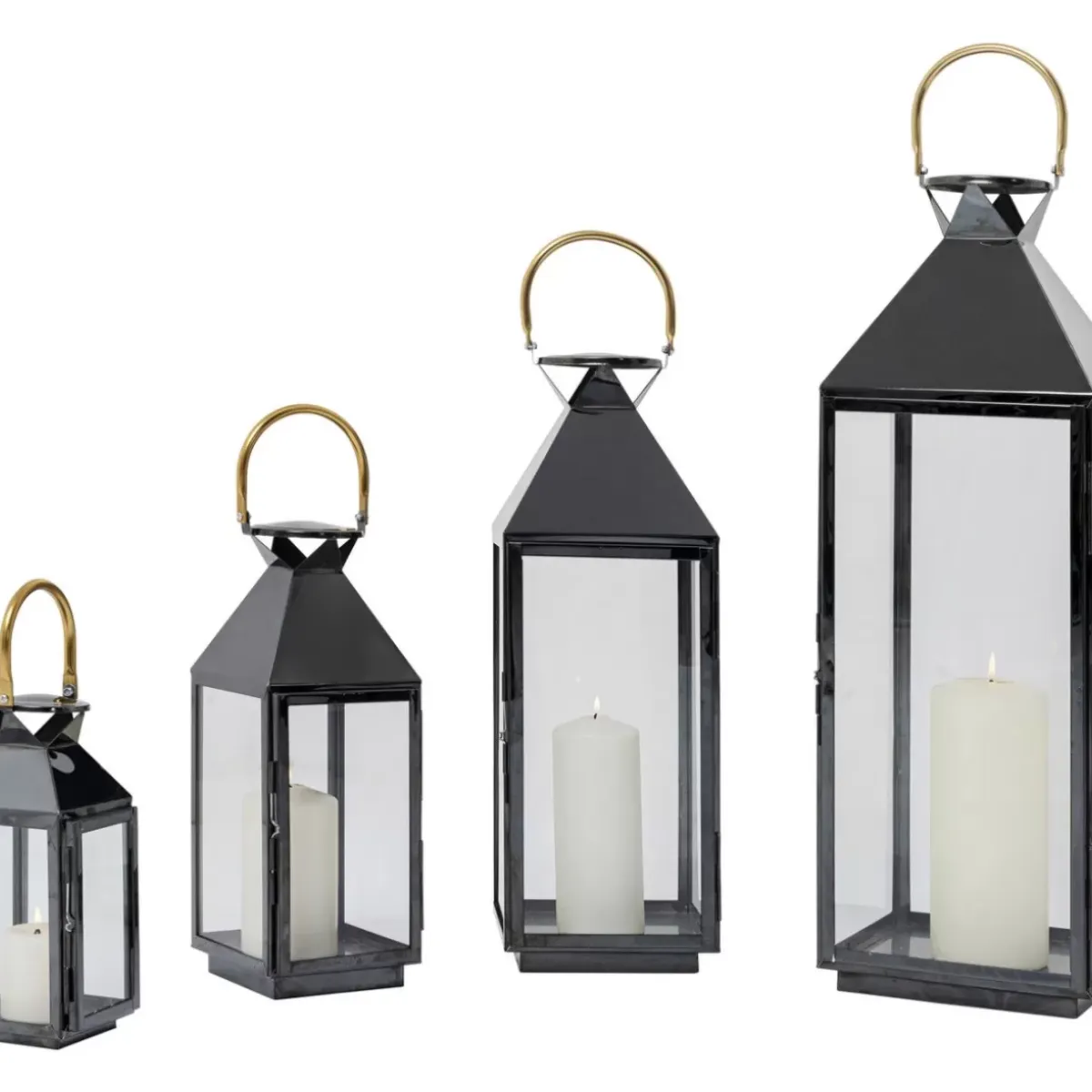 Discount Laterne Giardino Schwarz Gold (4/Set) Kerzenständer & Laternen