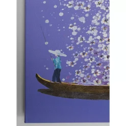 New Leinwandbild Flower Boat Lila Weis 120X160Cm Bilder