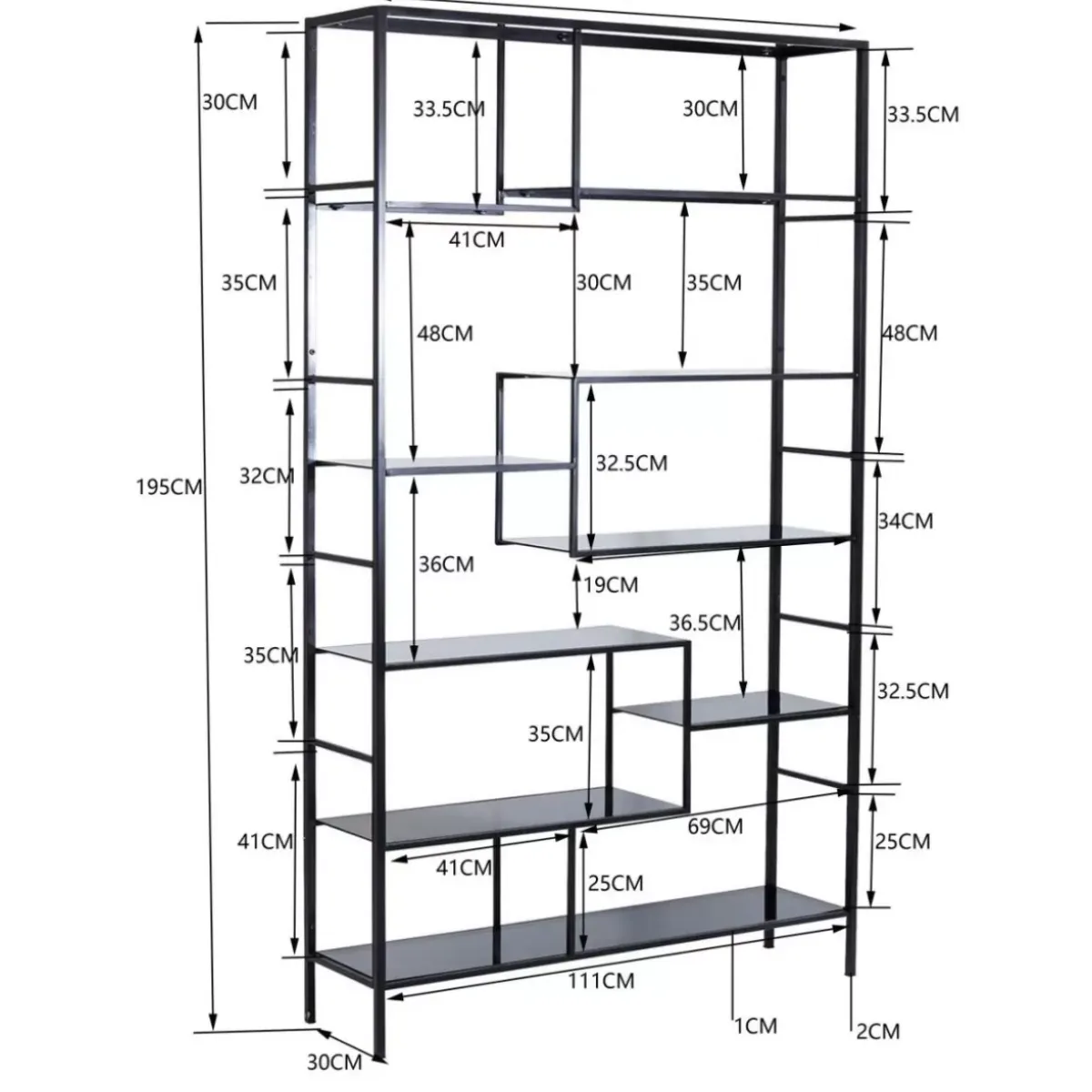 Regal Loft Schwarz 195X115 Regale