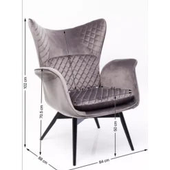 Clearance Sessel Tudor Velvet Silbergrau Sessel