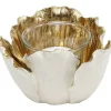 Teelichthalter Flower Bloom Creme Gold O10 Deko & Geschenkartikel